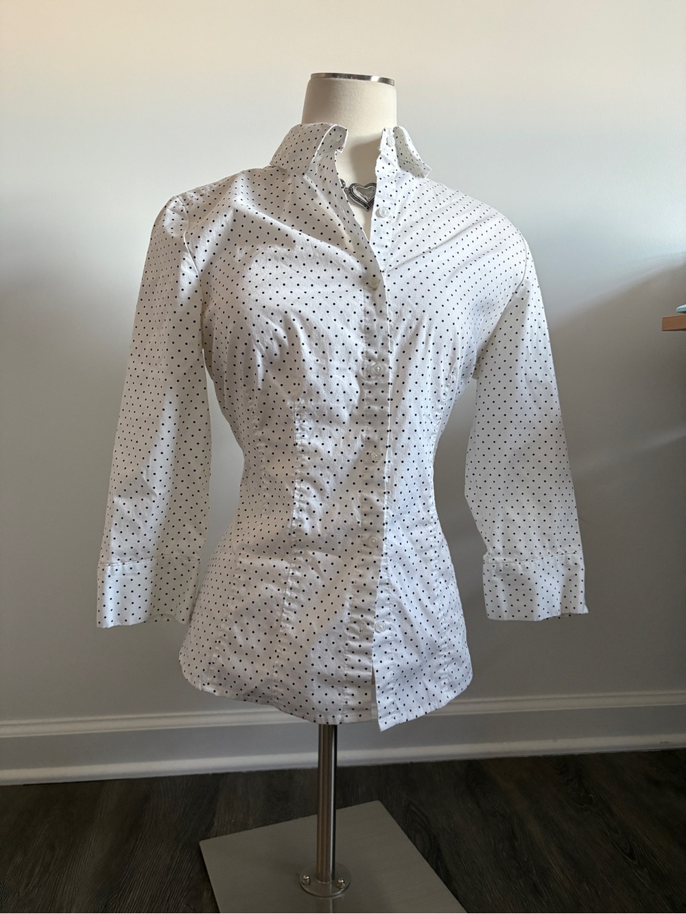 Covington Essentials White & Black Polka Dot Blouse | M
